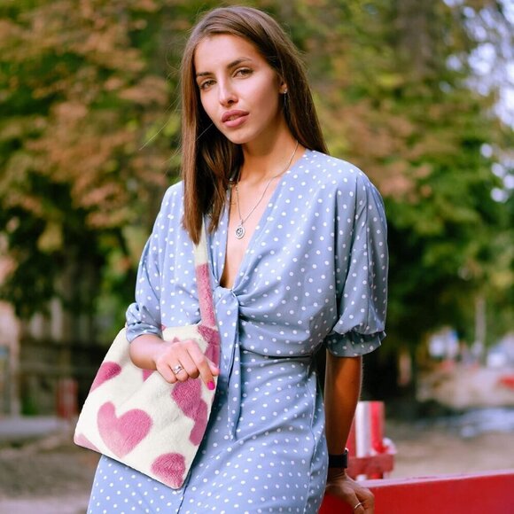 ✨ Weewooday Fluffy Furry Purse Women Pink PlushLadies Tote Autumn Winter Handbag - Picture 7 of 7